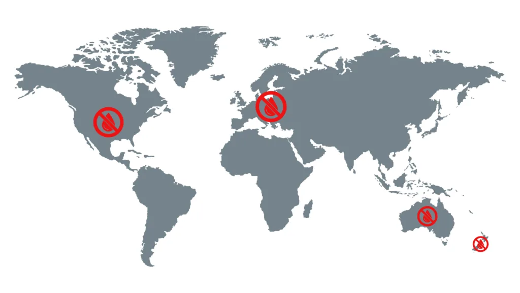 Global map of where FD&C Red No. 3 is banned.