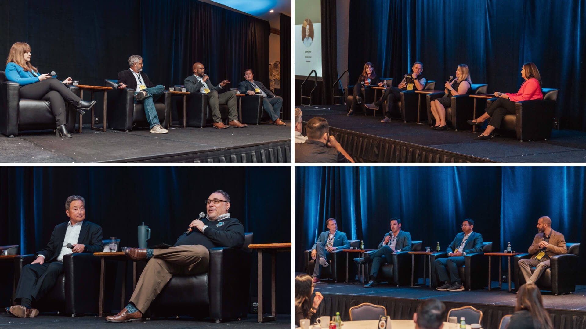 Image grid showing four keynote sessions from Safe Food California 2025. Each photo captures the keynote speakers on stage delivering insights to a packed audience—highlighting the conference’s role as the epicenter of collaboration, innovation, and industry leadership.
