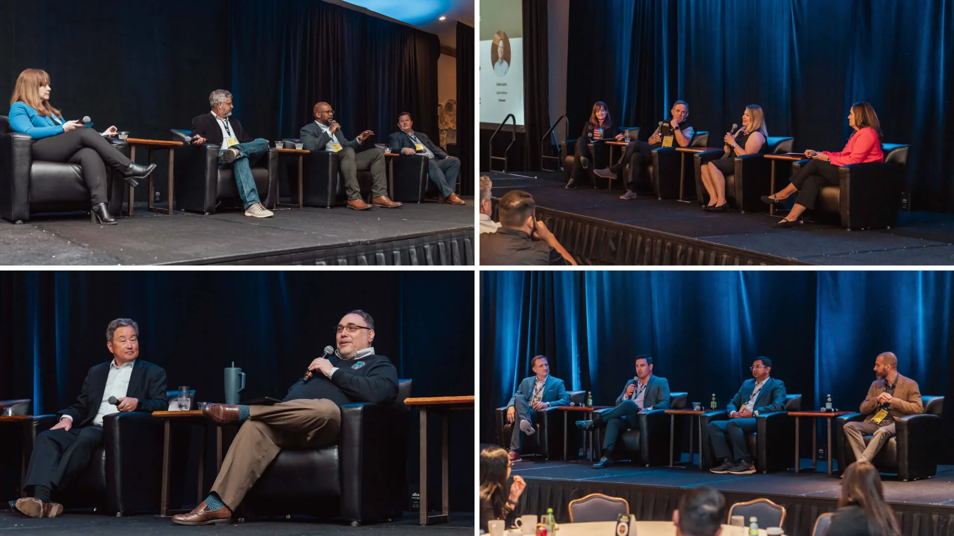 Image grid showing four keynote sessions from Safe Food California 2025. Each photo captures the keynote speakers on stage delivering insights to a packed audience—highlighting the conference’s role as the epicenter of collaboration, innovation, and industry leadership.